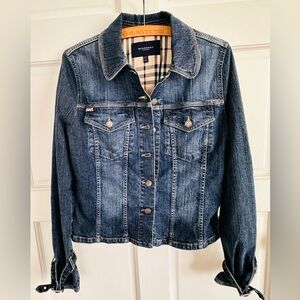 Burberry Jacket Womens UK 12 Blue Denim Nova Check Accent Button Jean
